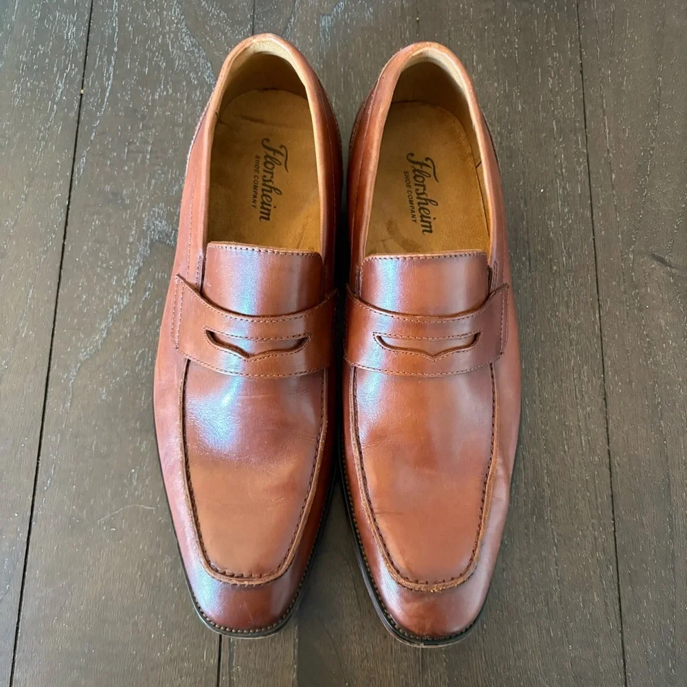 Florsheim Sorrento Moc‎ Toe Penny Loafers Cognac Size 9